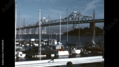 Old San Francisco-Oakland Bay Bridge 1967 - The original eastern span of the San Francisco-Oakland Bay Bridge, replaced in 2006, is seen from Treasure Island in 1967. photo