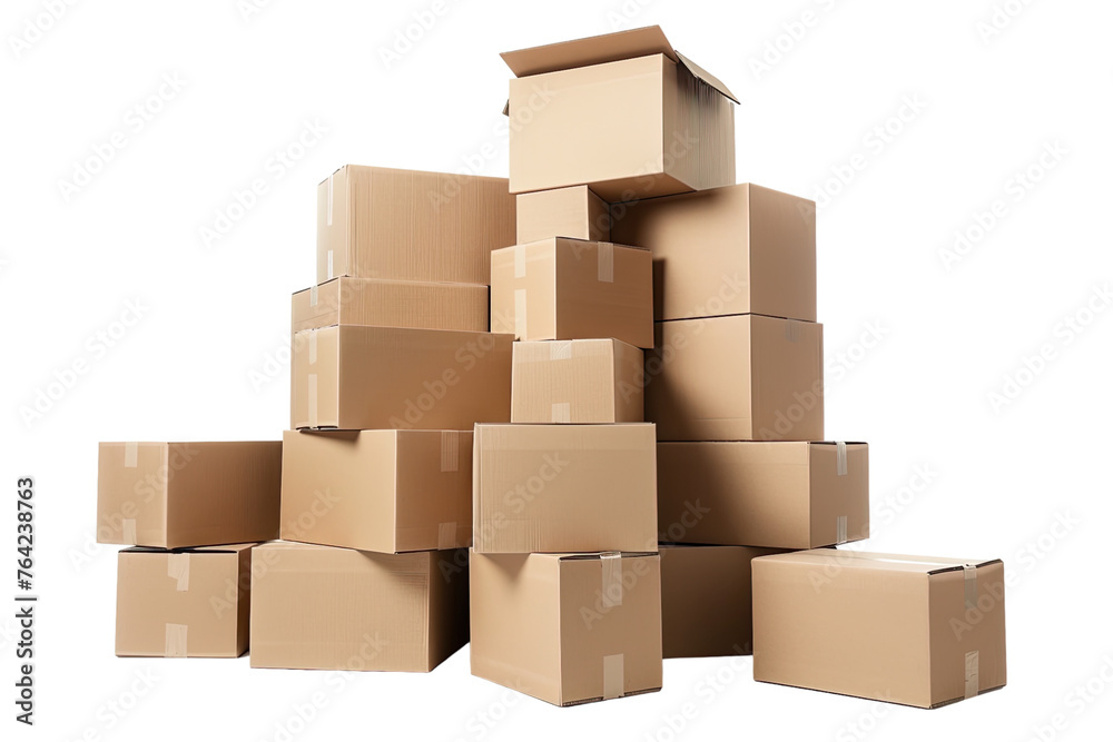Stacked cardboard boxes. Isolated on a pure white background Stacked cardboard boxes. Isolated on a pure white background