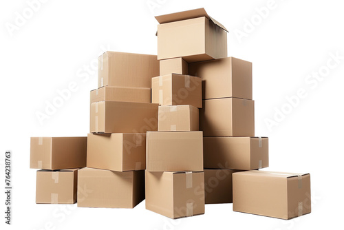 Stacked cardboard boxes. Isolated on a pure white background  © Barra Fire