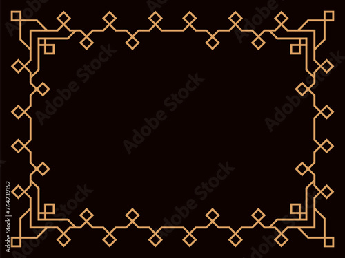 Art deco frame. Vintage linear border. Design a template for invitations, leaflets and greeting cards. Geometric golden frame. The style of the 1920s - 1930s. Vector illustration
