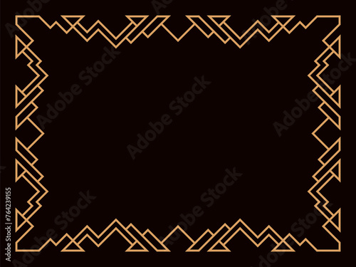 Art deco frame. Vintage linear border. Design a template for invitations, leaflets and greeting cards. Geometric golden frame. The style of the 1920s - 1930s. Vector illustration