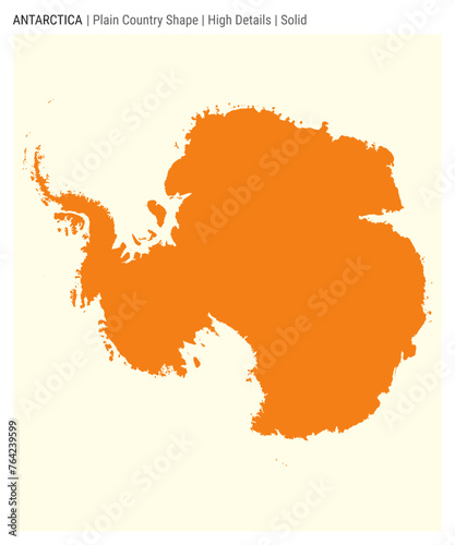 Antarctica plain country map. High Details. Solid style. Shape of Antarctica. Vector illustration.