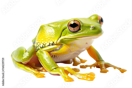 White Lipped Tree Frog on a white background
