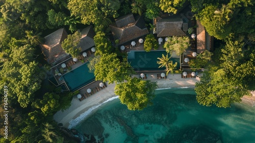 Aerial View of Resort Surrounded by Trees
