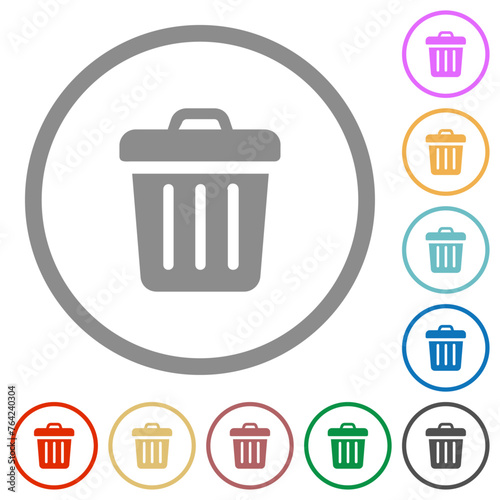 Trash solid flat icons with outlines