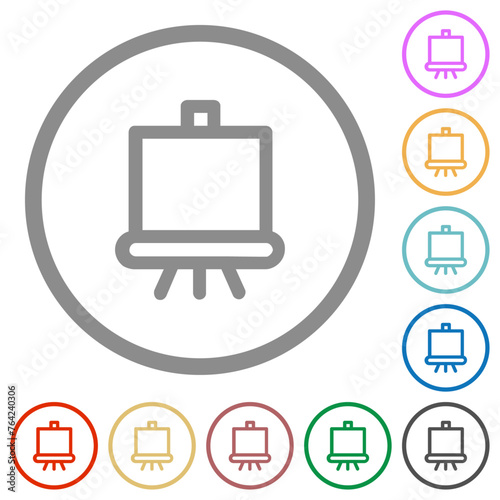 School board on stand outline flat icons with outlines