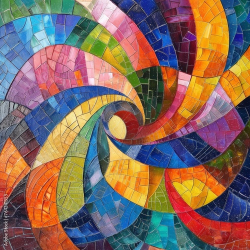 Multicolored Tiles With Spiral Design