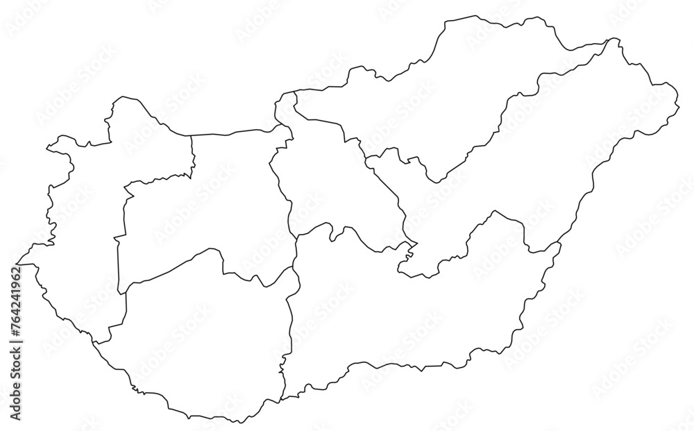 Outline of the map of Hungary with regions