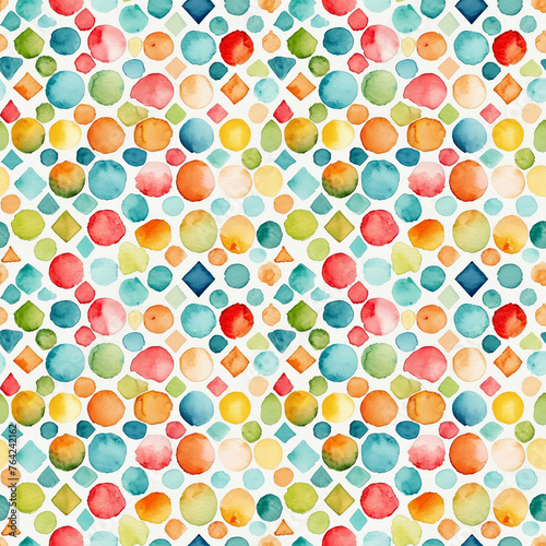 Seamless abstract watercolor geometric pattern