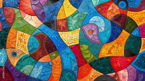 Vibrant Mosaic Wall Close-Up