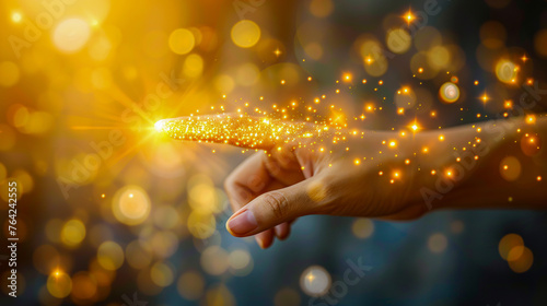 Obraz na płótnie Magical concept of light in a womans hand, symbolizing power, hope, and spirituality w salonie