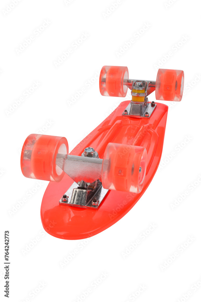 Naklejka premium Red skateboard deck on white background