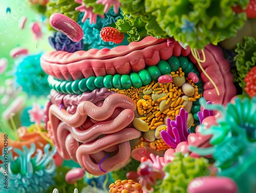 A detailed illustration of the human digestive system, highlighting how and where different micronutrients are absorbed