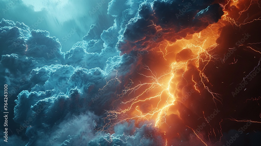 A dramatic depiction of a thunderstorm, with lightning bolts representing the bodys need for electrolytes