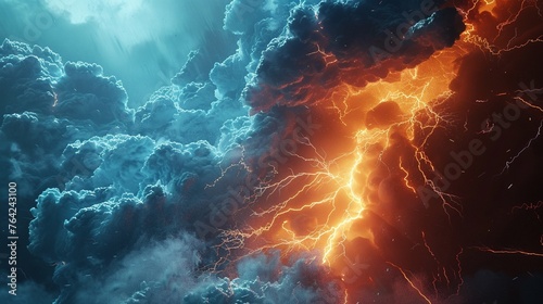 A dramatic depiction of a thunderstorm, with lightning bolts representing the bodys need for electrolytes photo