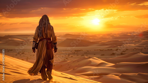 A desert warrior among dunes
