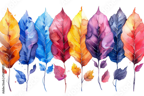 clipart watercolor colorful leaves.
Concept: backdrop for spring events, greeting cards, environmental projects and creative activities, focusing on sustainability and nature