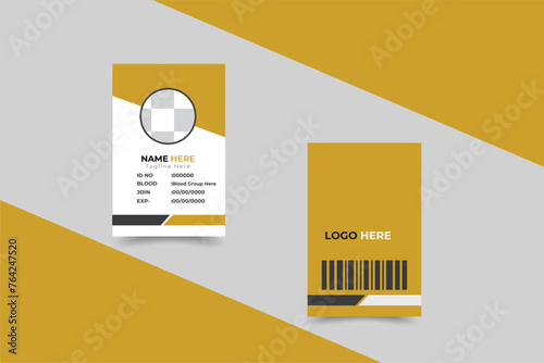 ID Card template Layout is simple Clean and Geometric Design. Professional Identity Card Vector for Office, school ,Employee and Others. Modern and creative employee id card design with two colors.