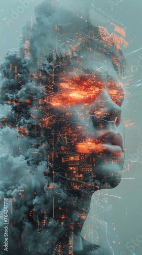 A poignant conceptual image of a human emotion being transferred through digital means, with stark symbolism that speaks to the disconnect of virtual communication