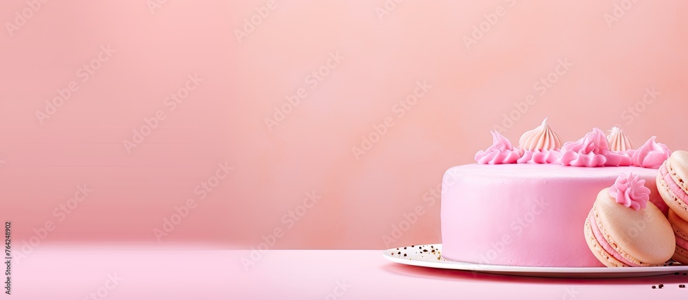 Pink birthday cake with white and pink icing Pink birthday cake with white and pink icing