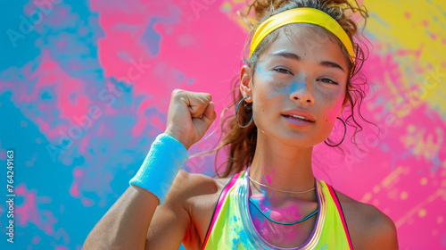 Female Tennis Player in Yellow Top and Orange Headband