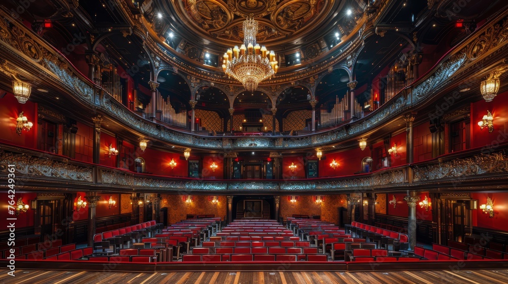 Obraz premium Empty Theater With Red Curtain