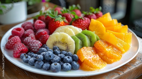 White Plate Overflowing With Assorted Fresh Fruit