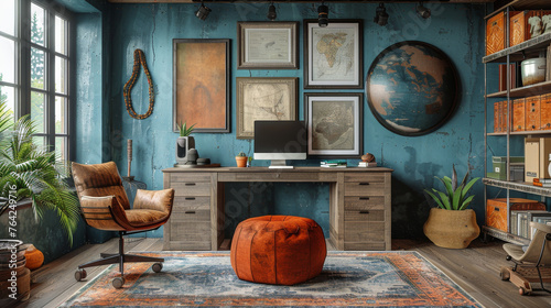 Room With Desk, Chair, and Wall Pictures