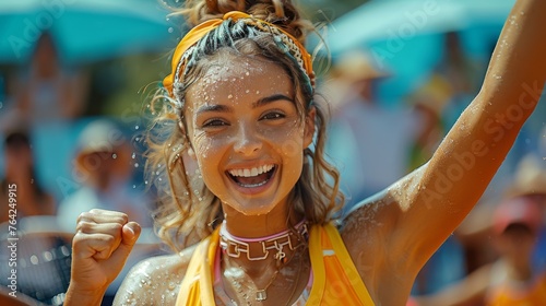 Female Tennis Player in Yellow Top and Orange Headband