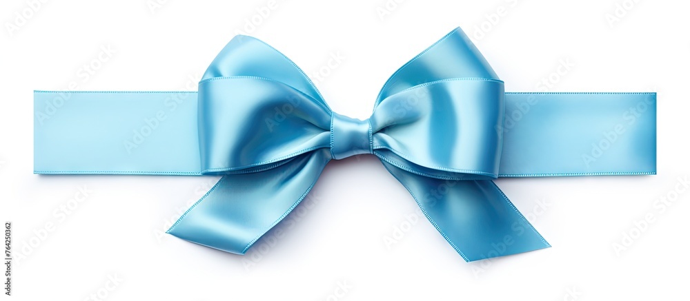 Blue ribbon with bow on white background Blue ribbon with bow on white background