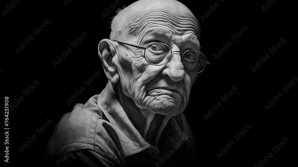 Elderly Man With Glasses And A Lifetime Of Stories In His Eyes