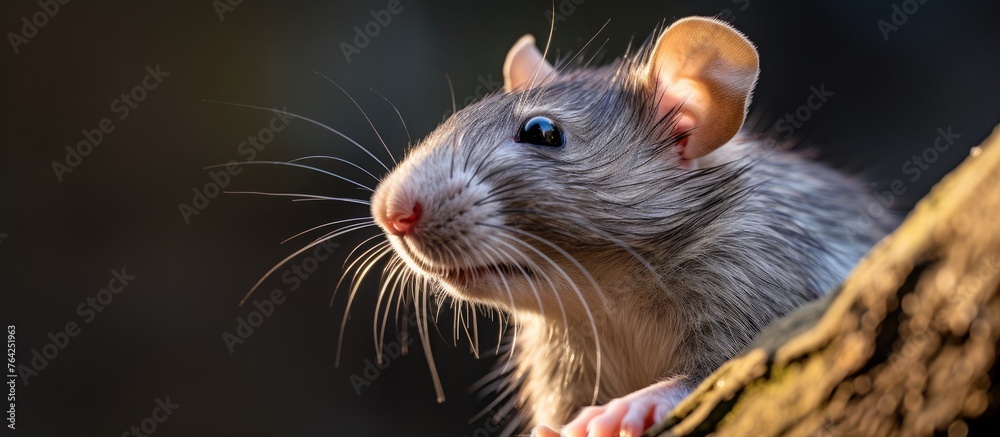 Obraz premium Brown Rat perched on a tree branch