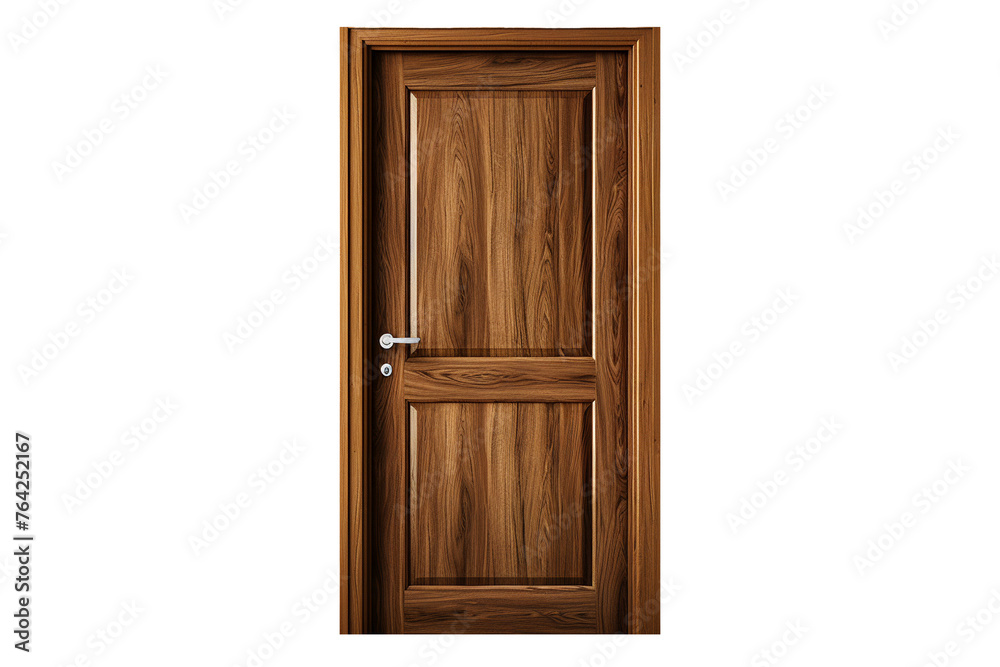 Wooden Bathroom Door on transparent background.