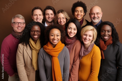A diverse group of individuals standing next to each other, showcasing unity and togetherness.