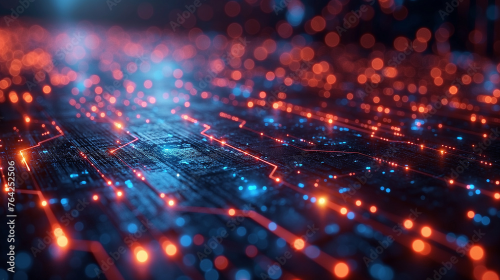 Fototapeta premium Future technology background. Colourful technology background. Selective focus. Copy space.