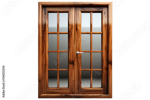 Wooden Glass Door on transparent background.