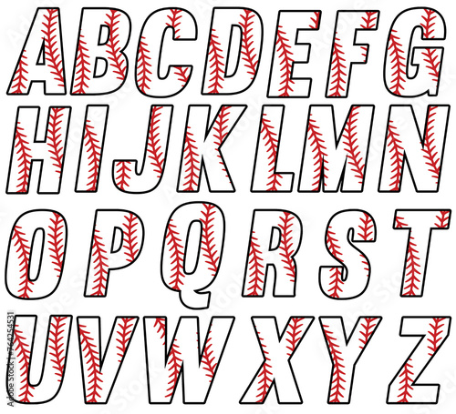 Photography Bold Uppercase Lettering Baseball Theme Alphabet Set Clipart
