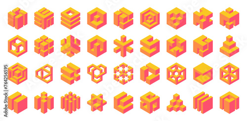 Abstract shapes collection isolated on white background. Geometric shapes. Vector illustration.