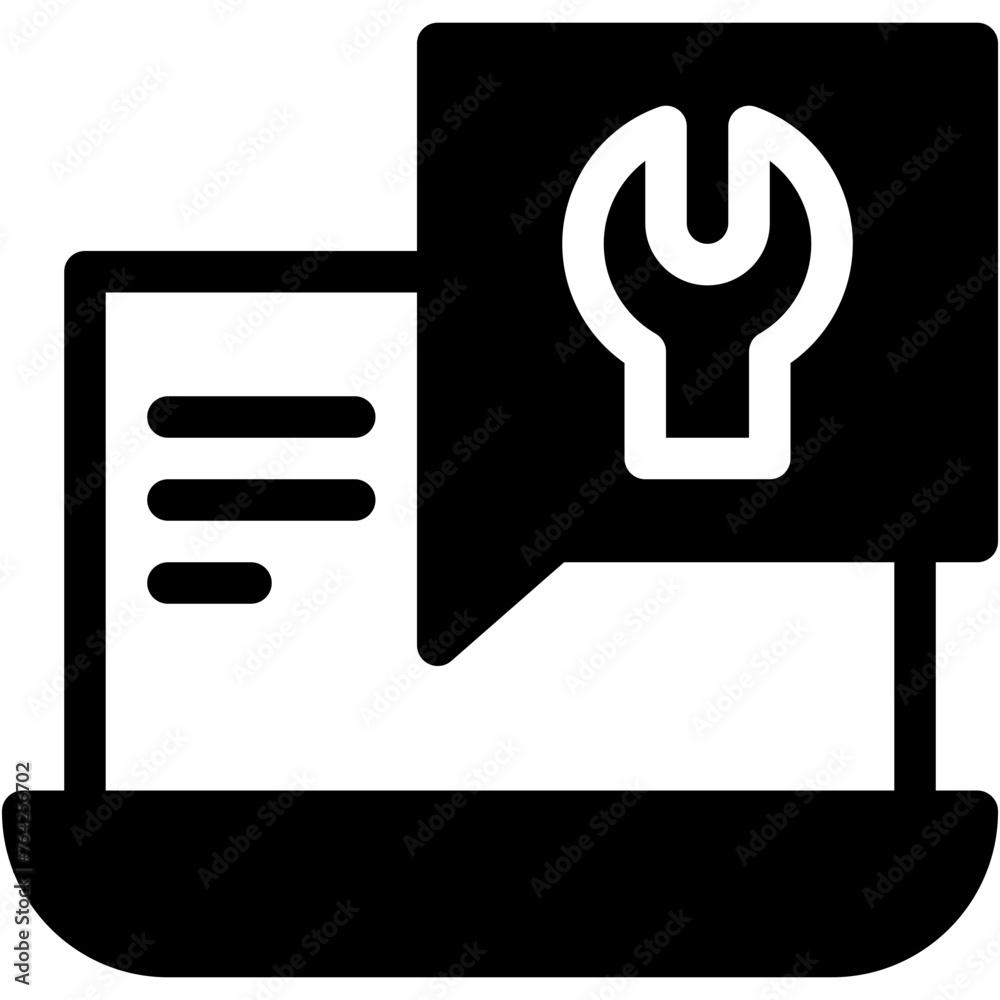 Comment, laptop, message bubble, screen, repair Icon Comment, laptop, message bubble, screen, repair Icon