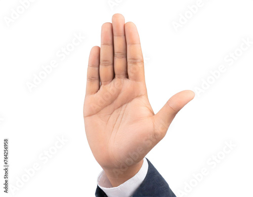 Hand Stop Haltung isoliert auf weißen Hintergrund, Freisteller