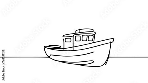 Continuous one line drawing of sailboat. Business icon.