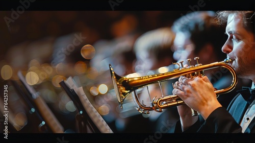 Man Playing Trumpet in Band