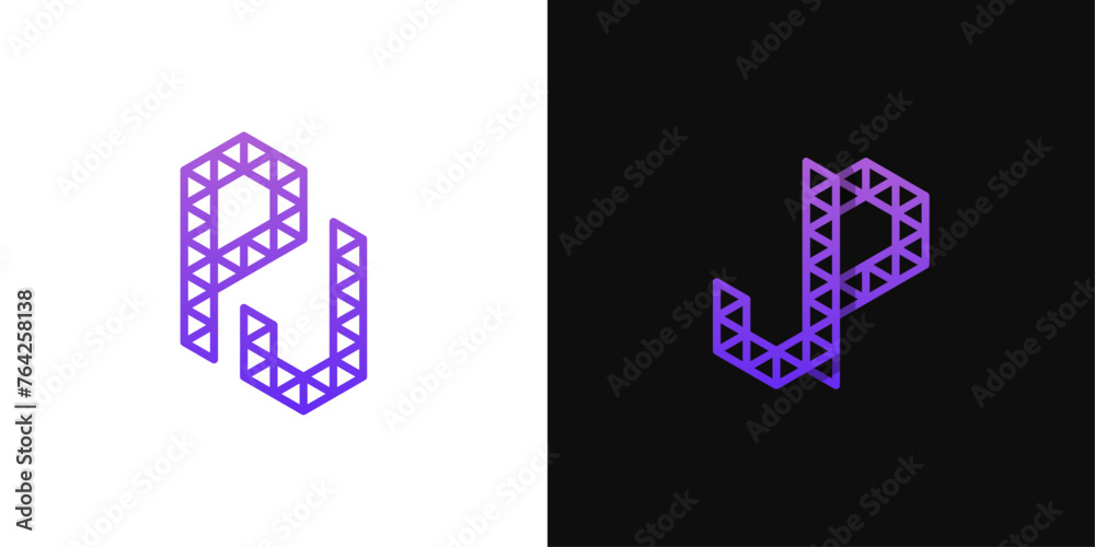 Letters JP and PJ Polygon Logo, suitable for business related to polygon with JP or PJ initials Letters JP and PJ Polygon Logo, suitable for business related to polygon with JP or PJ initials