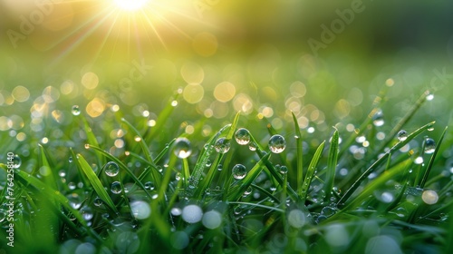 Sunlit Dewy Grass