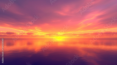 Golden Hour Glory: Majestic Sunset Panorama. This breathtaking image captures the serene beauty of the golden hour, with vibrant hues of orange, pink, and purple painting the sky. © Hanzala