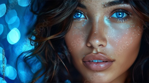 Close-Up of Woman With Blue Eyes