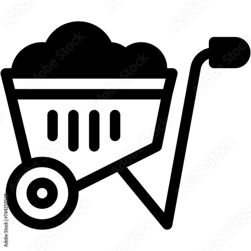 wheel barrow, construction, industry, cart, trolly Icon