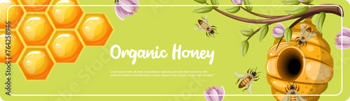  Illustration of beekeeping products banner