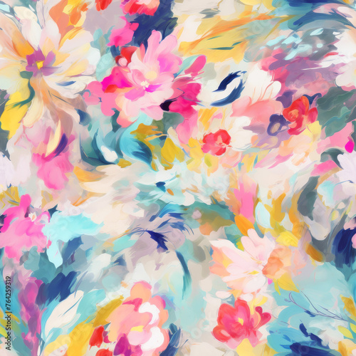 Vibrant digital art of spring floral bloom. Seamless file.