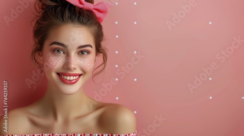 Woman Wearing Pink Bow
